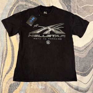 Hellstar Sports Silver Gel Logo Black T-Shirt Men’s Size Large or X-Large